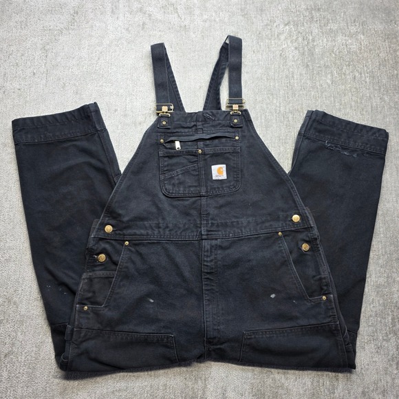 Carhartt Other - Carhartt Mens Black Duck Canvas Bib Overalls Workwear R01 BLK 40x30 Utility